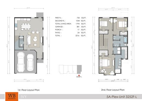 Floor plan for 3 beds, 2.5 baths, 1794 sqft